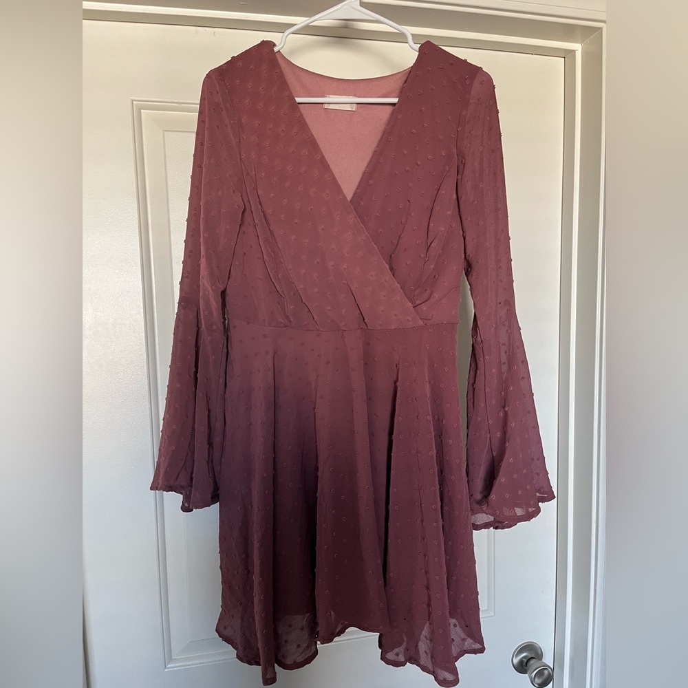 Altered State, size Large, wine/pink dress with raised polka dot details